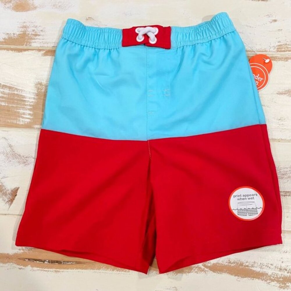5/$20 NEW 12M Boys Color Block Swim Trunks